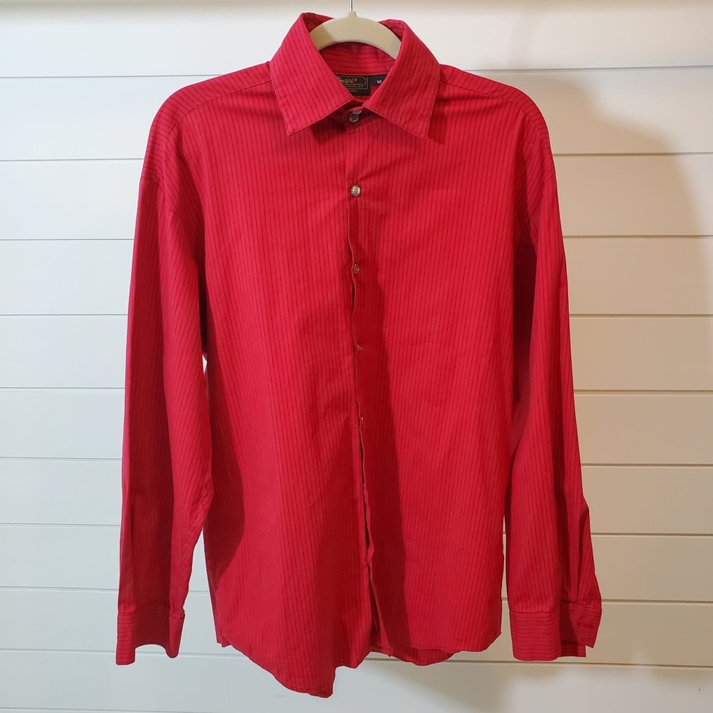 Monzini Collection red dress shirt, made in USA, size M